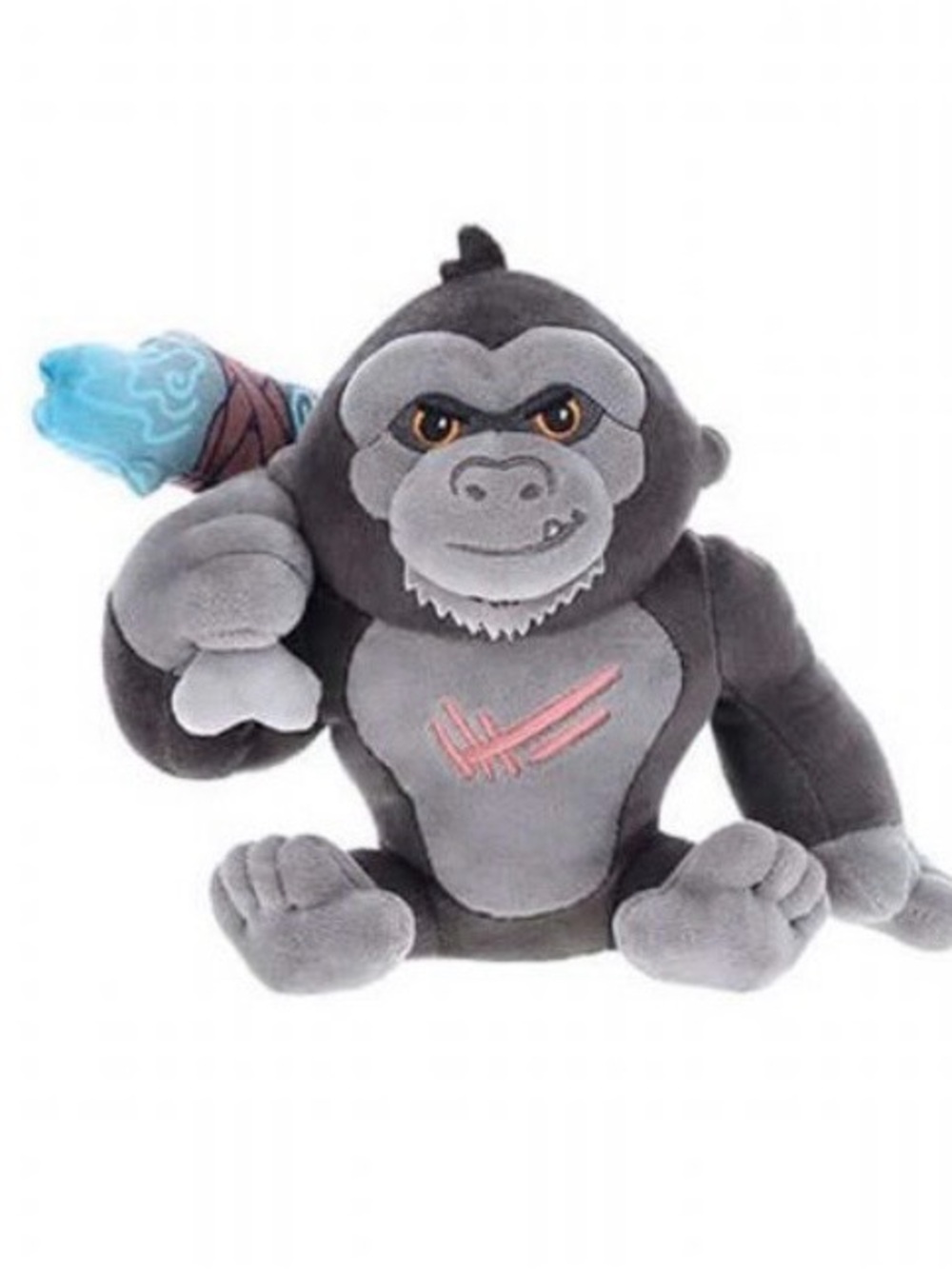 Gray Plush Gorilla Stuffed Animal with Blue Club - Kids Toy